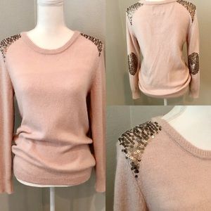 B.young blush rose gold sequin sweater
